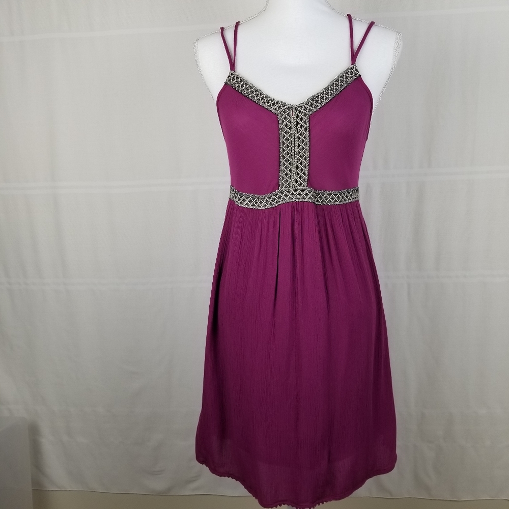 Lined purple strappy halter dress size S
